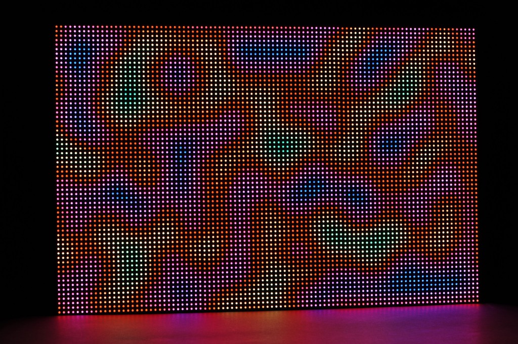 576mm x 384mm RGB LED “wall” displaying a frame of Perlin noise.