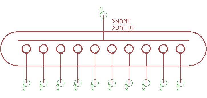 A simple schematic symbol for a 10 digit Nixie tube.