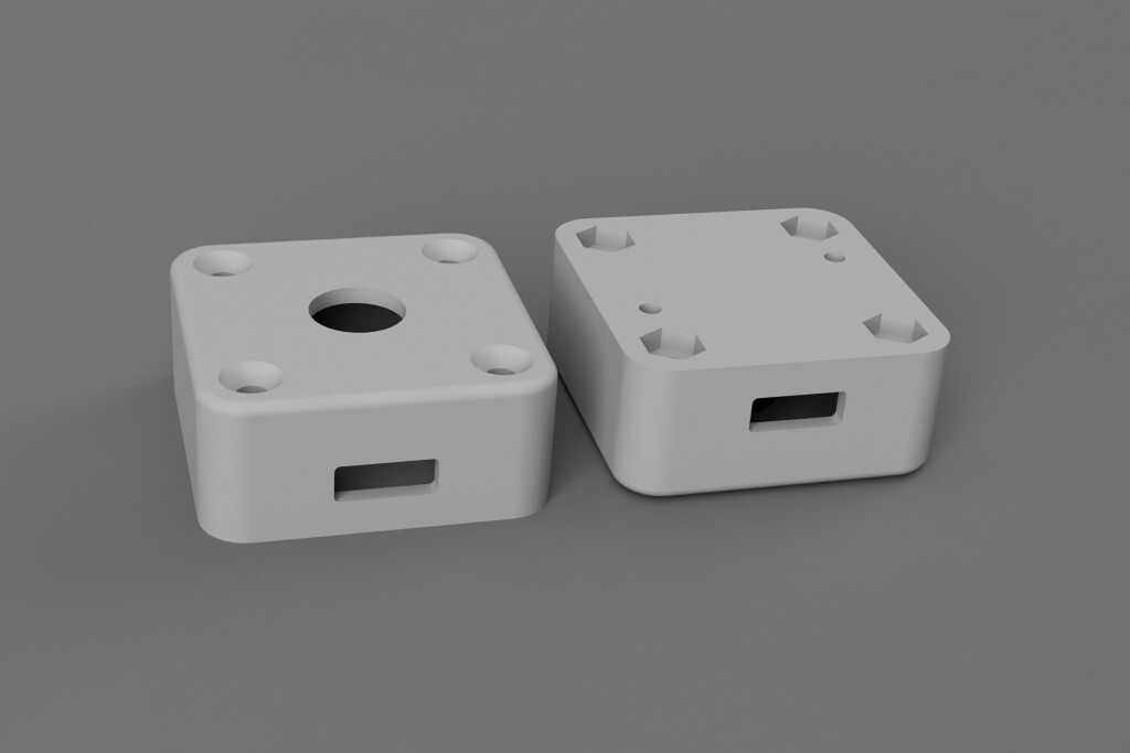 The completed enclosure design. It's the same as annoying caps lock warning buzzer except for the diameter of the hole in the center of the top.