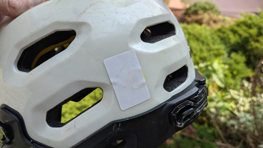 The 13.56 MHz NTAG203 RFID sticker on the back of my helmet.