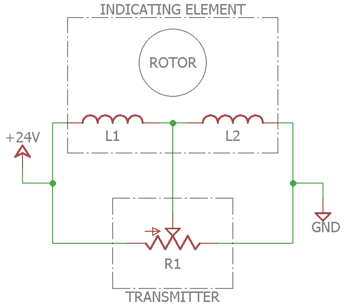 Simplified two-wire DC Selsyn schematic.