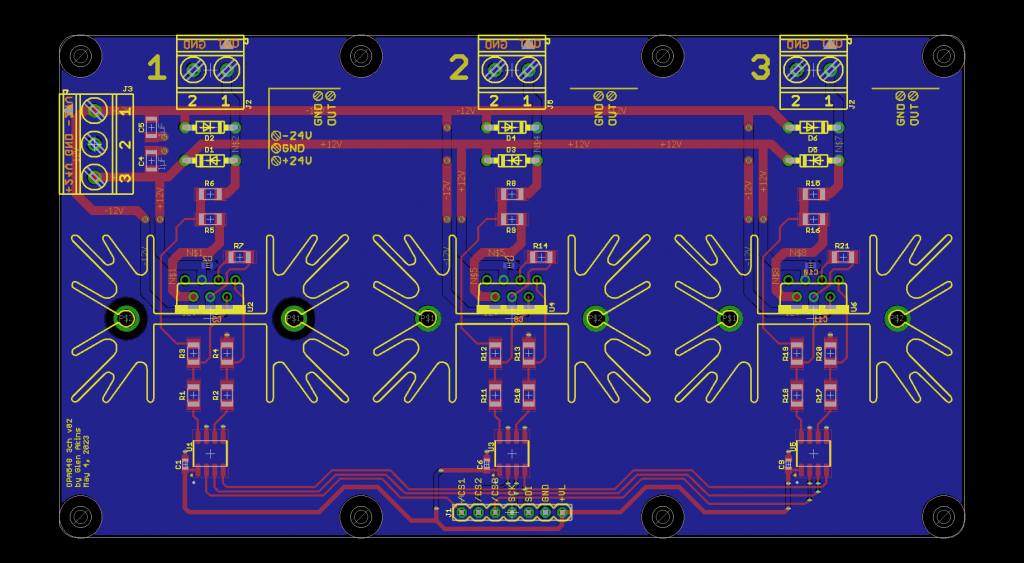 The completed digital-to-synchro converter board layout.
