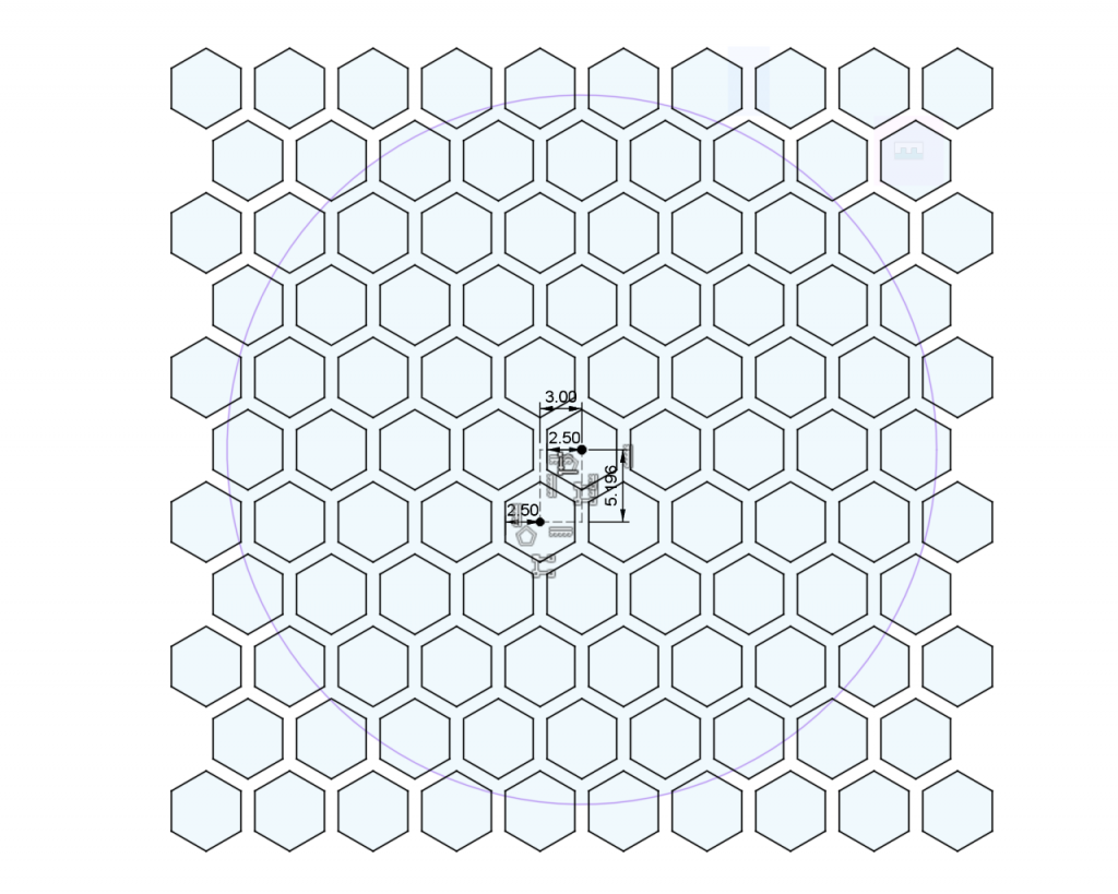 The hexagon sketch used to create the speaker grill.