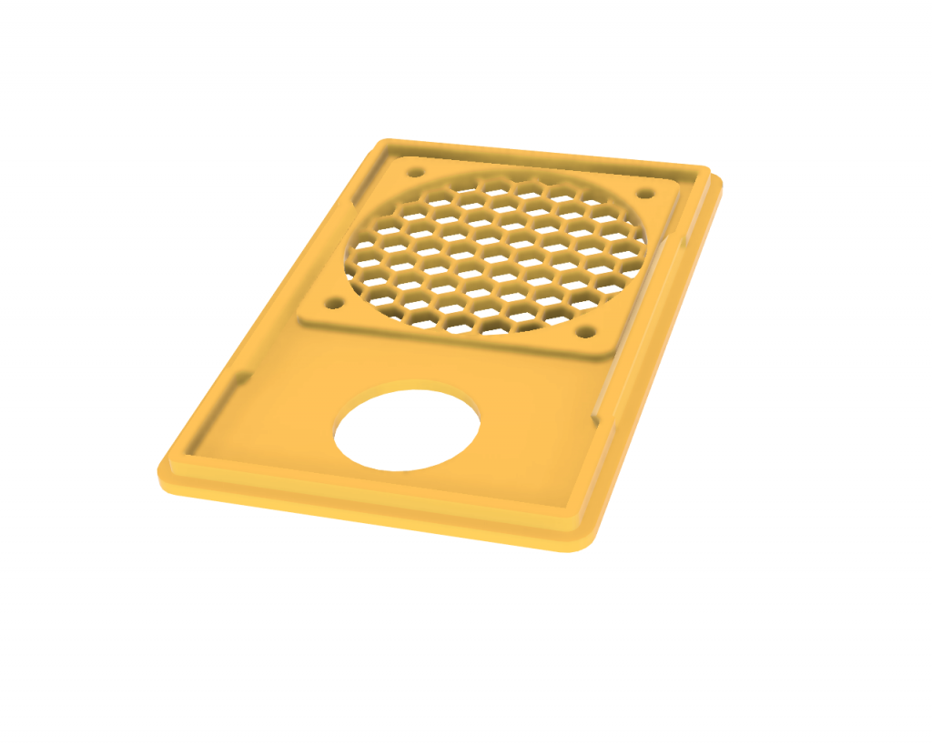 The lid with a 51 mm x 1.5 mm deep circular cutout for the lip around the speaker's rubber surround.