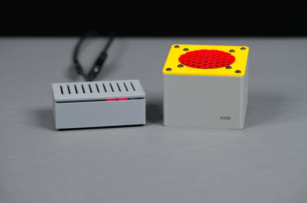 On the left is the completed line out version. On the right is the speaker version.