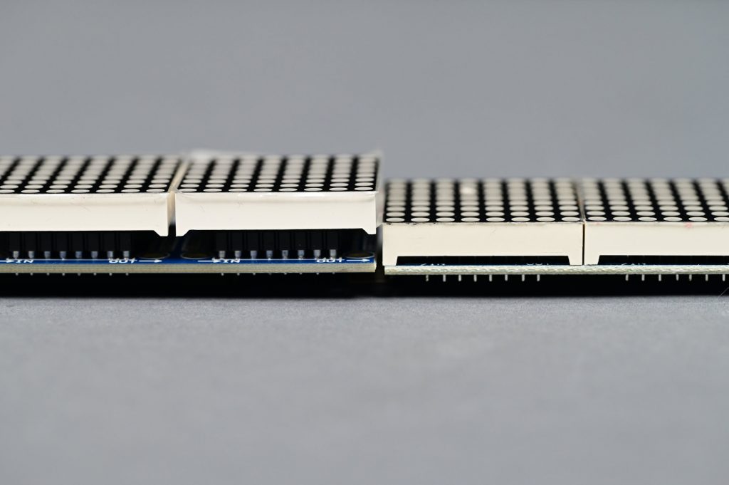 The gap between the PCB and the LED display caused by the socket is crucial for the module to fit into and stay in the 3D print.