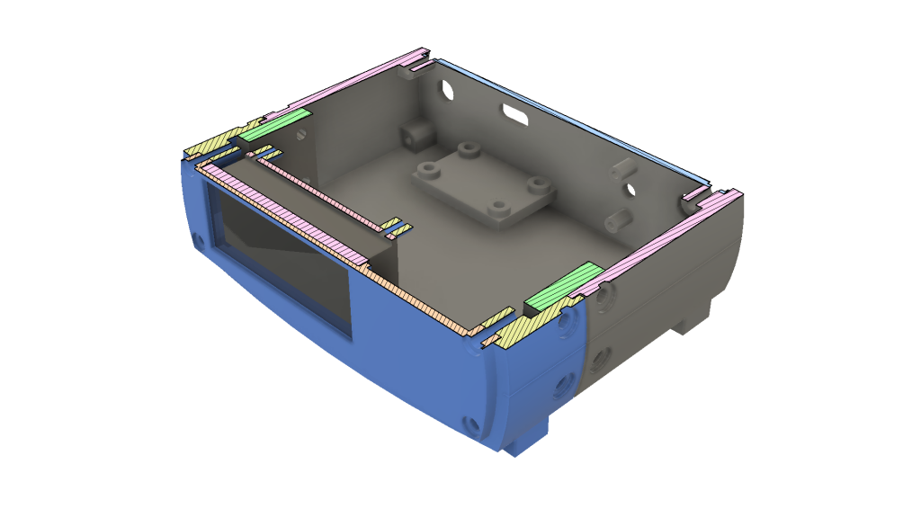 Sectional view of the interior of the router clock 3D model.